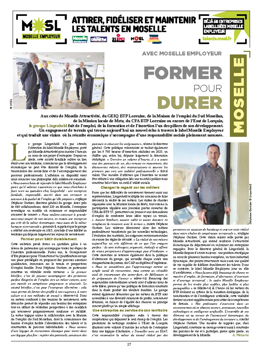 Lingenheld, un employeur engagé pour l’emploi, la formation et l’insertion en Moselle